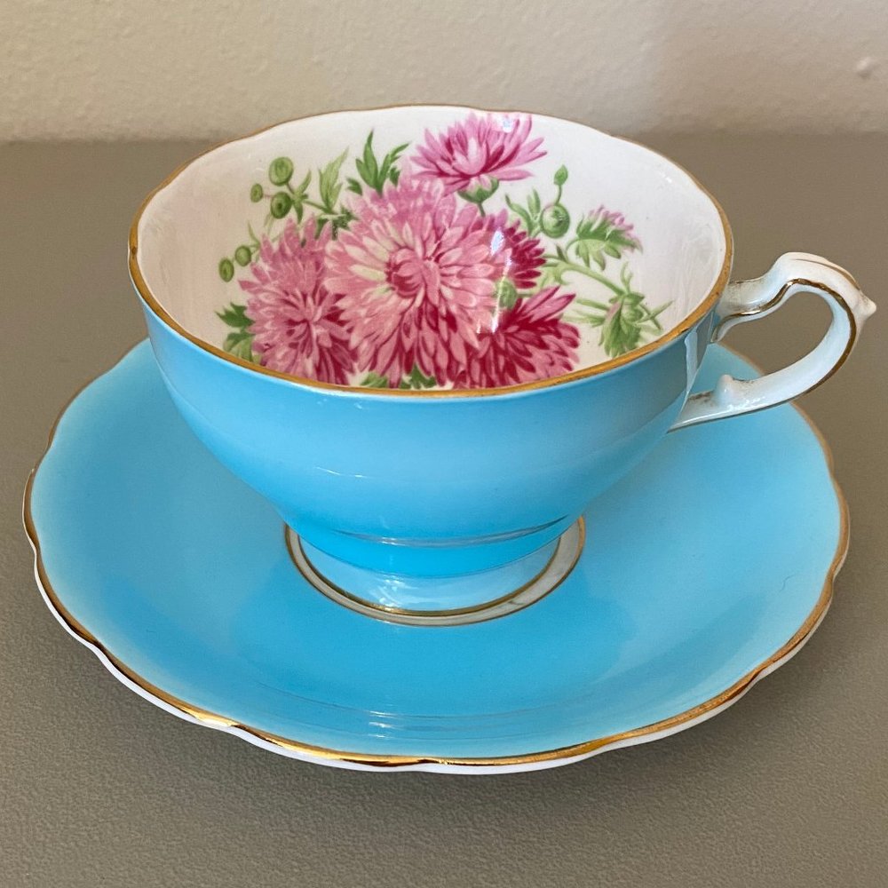 Staffordshire England Floral Tea Cup & Saucer
